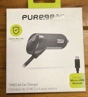 PureGear 12W / 2.4A Car Charger with Micro USB Connector Black